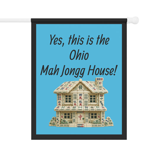 Mah Jongg :"Yes, This Is the Ohio Mah Jongg House!" Blue Mah Jongg Flag