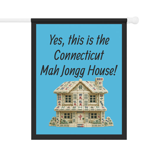 Mah Jongg :"Yes, This Is the Connecticut Mah Jongg House!" Blue Mah Jongg Flag