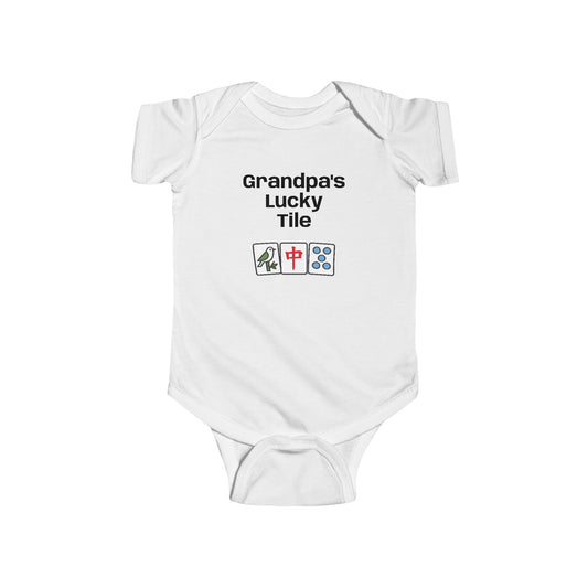 Grandpa's Lucky Tile Bodysuit | Mahjongg baby onesie - For family gathering, game night or perfect gift.