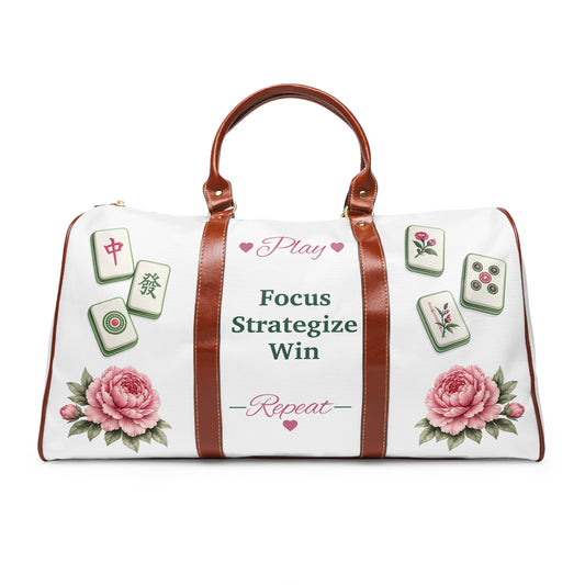 Mahjong Travel Bag — Waterproof Mahjong Duffle with Floral Tiles ("Mah Jongg Ready")