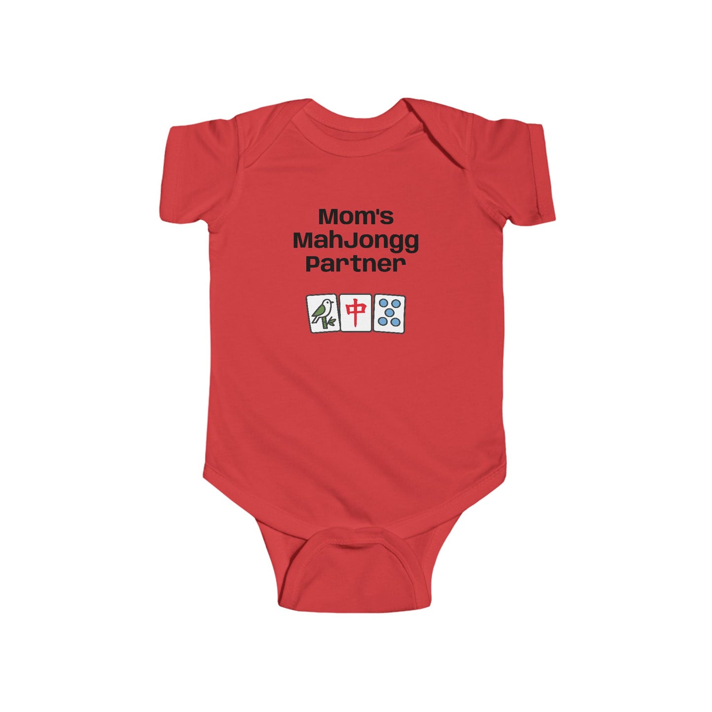 Mom's Mah Jongg Partner Bodysuit | Baby Mahjong Tiles Infant Onesie. For Game Night or Family Outing