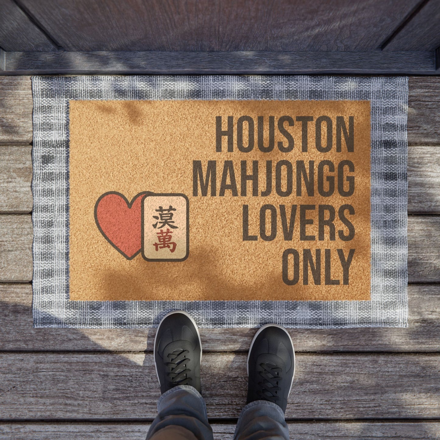 Houston Mahjongg Lovers Only Doormat | Customized City, State or Hometown Option - Perfect for Mah Jongg Game Night