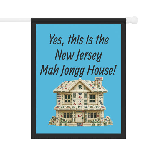 Mah Jongg :"Yes, This Is the New Jersey Mah Jongg House!" Blue Mah Jongg Flag