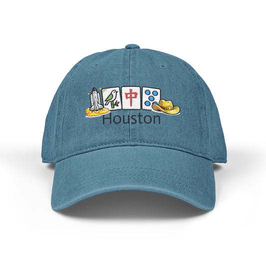 Mah Jongg Houston Embroidered Jean Hat - For MahJong Players