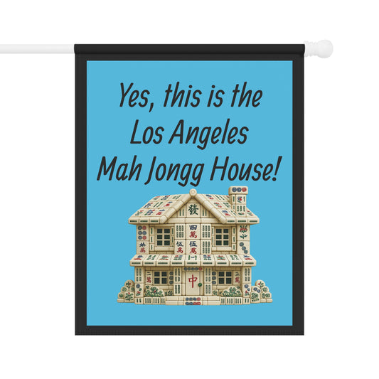 Mah Jongg :"Yes, This Is the Los Angeles Mah Jongg House!" Blue Mah Jongg Flag