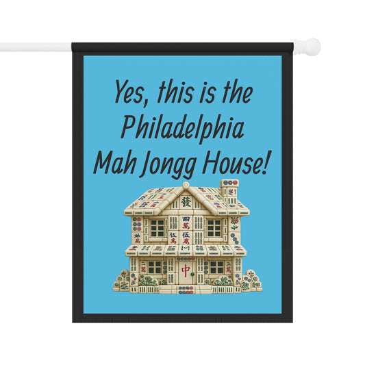 Mah Jongg :"Yes, This Is the Philadelphia Mah Jongg House!" Blue Mah Jongg Flag