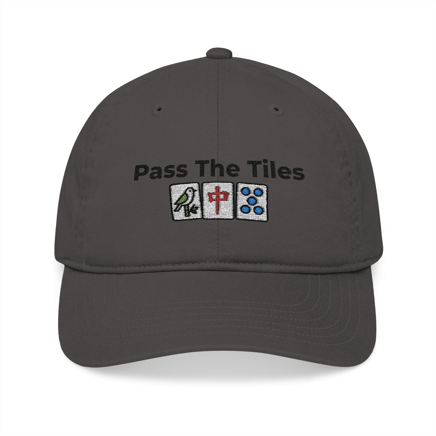 Pass the Tiles - Mah Jongg Embroidered Organic Cotton Baseball Cap Game Day Eco-Friendly Headwear
