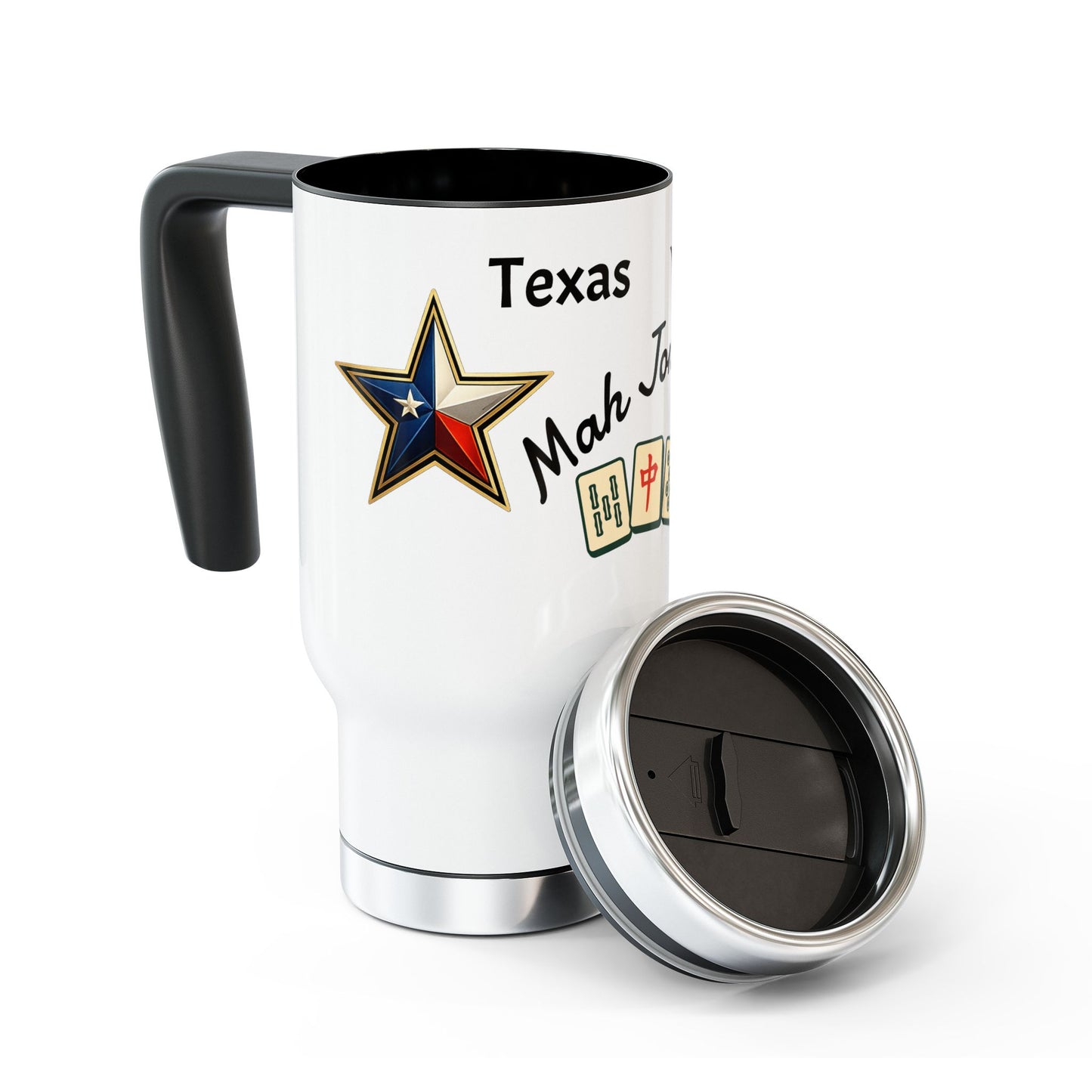 Texas Mah Jongg travel mug | 14oz stainless steel travel mug with handle
