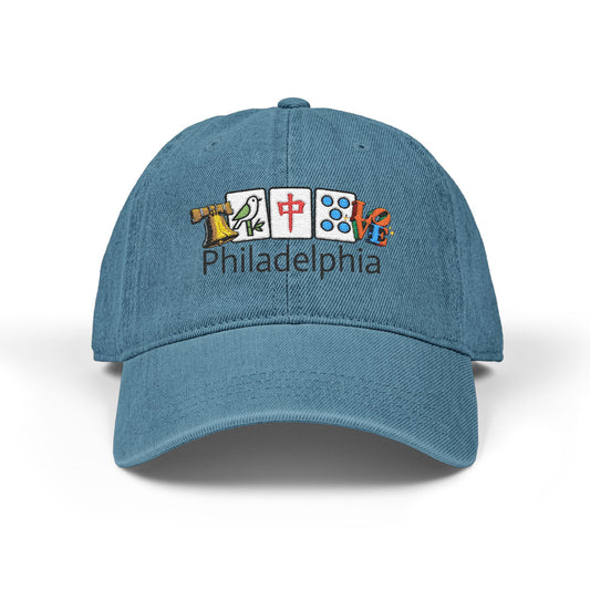 Mah Jongg Philadelphia Embroidered Jean Hat - For MahJong Players