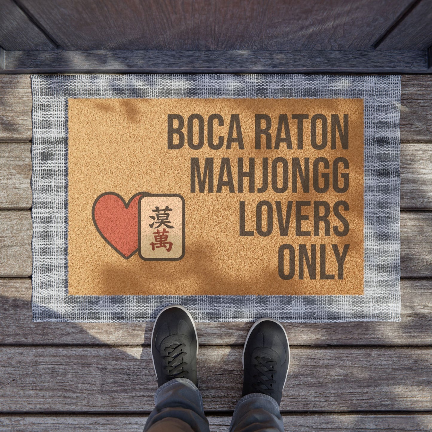 Boca Raton Mahjongg Lovers Only Doormat | Customized City, State or Hometown Option - Perfect for Mah Jongg Game Night