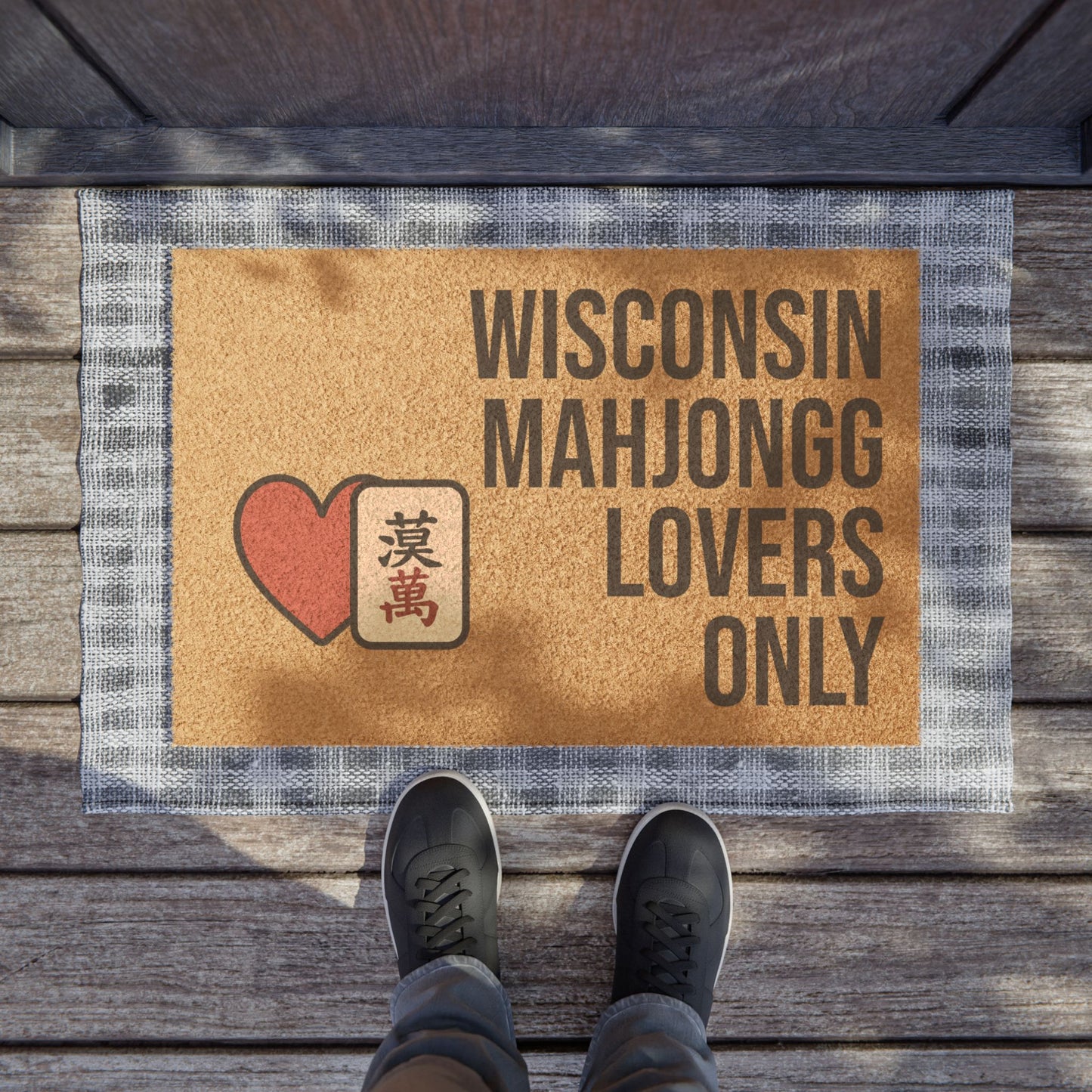 Wisconsin Mahjongg Lovers Only Doormat | Customized City, State or Hometown Option - Perfect for Mah Jongg Game Night