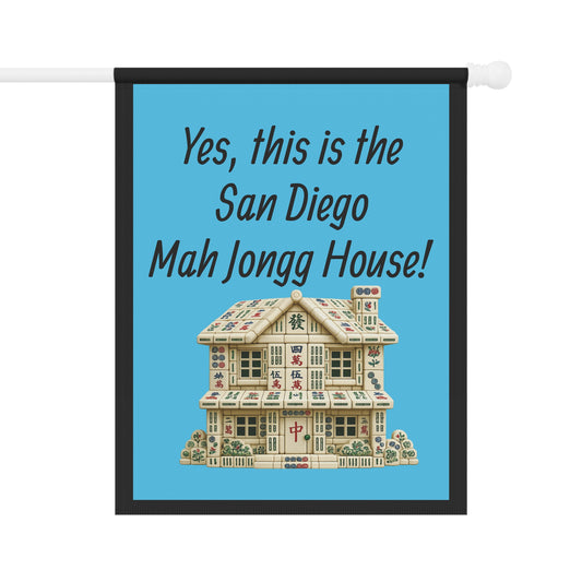 Mah Jongg :"Yes, This Is the San Diego Mah Jongg House!" Blue Mah Jongg Flag