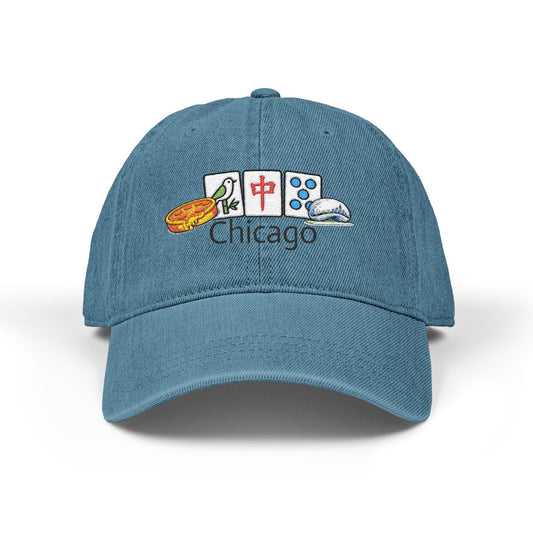 Mah Jongg Chicago Embroidered Jean Hat - For MahJong Players