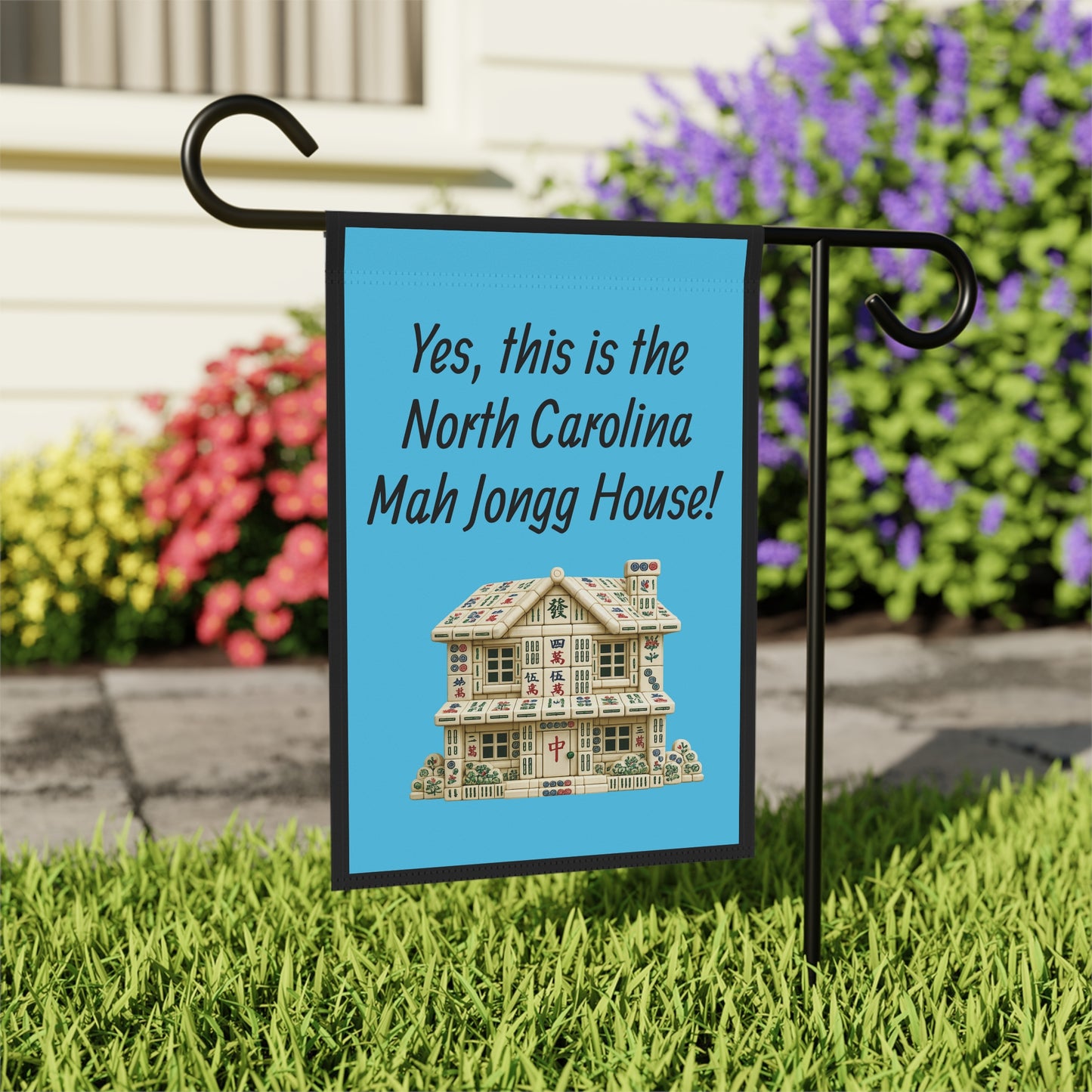 Mah Jongg :"Yes, This Is the North Carolina Mah Jongg House!" Blue Mah Jongg Flag
