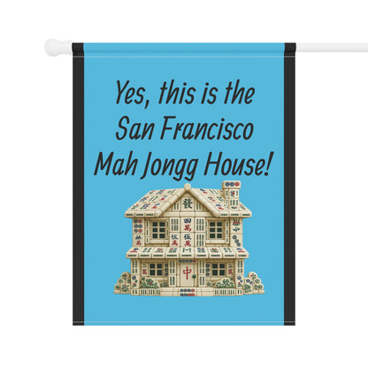 Mah Jongg :"Yes, This Is the San Francisco Mah Jongg House!" Blue Mah Jongg Flag
