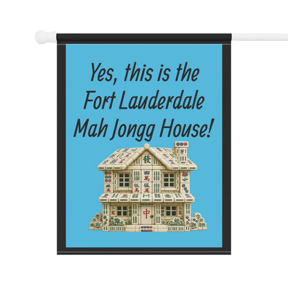 Mah Jongg :"Yes, This Is the Fort Lauderdale Mah Jongg House!" Blue Mah Jongg Flag
