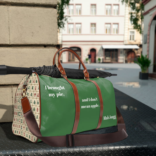 Mah Jongg Waterproof Travel Bag — 'I brought my pie, and I don't mean apple.' Duﬀel for Players & Tournament Travel