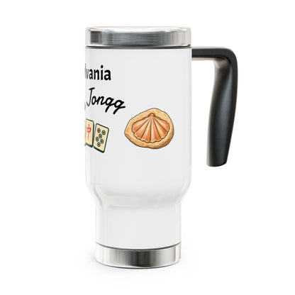 Sylvania Mah Jongg travel mug | 14oz stainless steel travel mug with handle