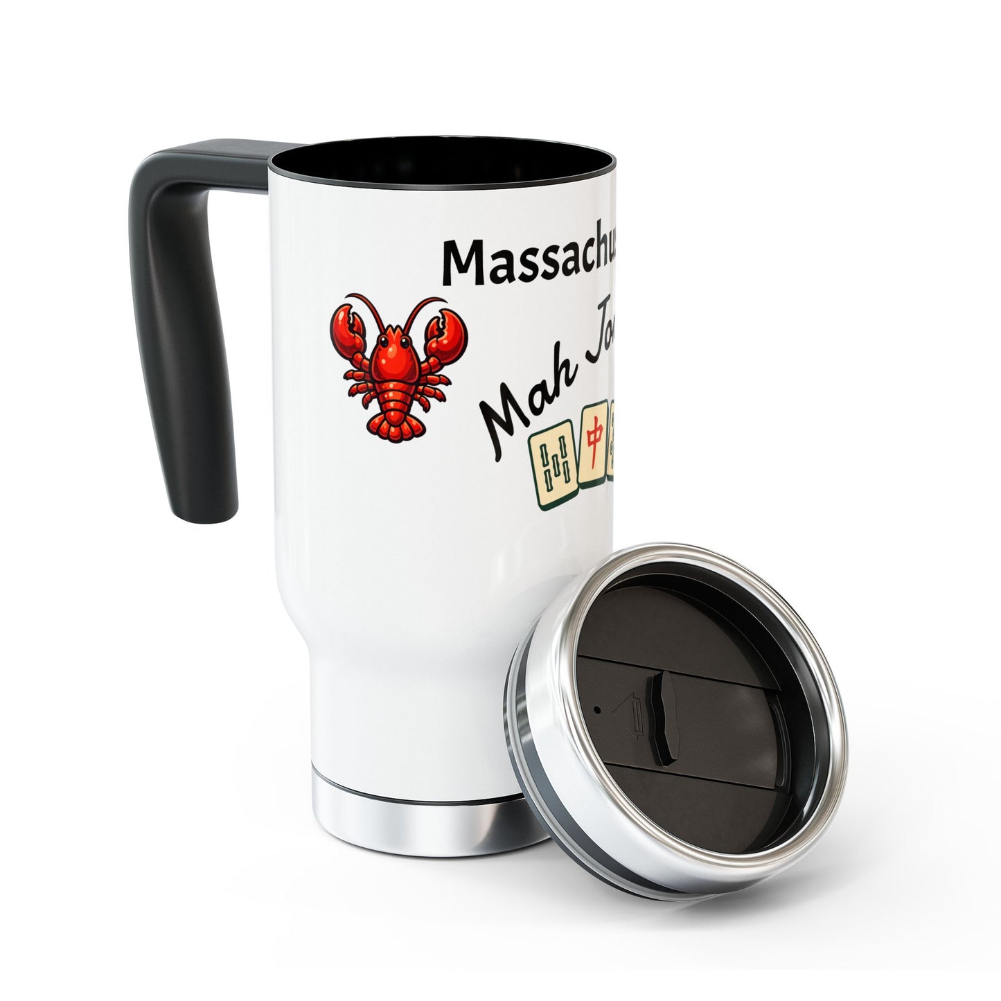 Massachusetts Mah Jongg travel mug | 14oz stainless steel travel mug with handle