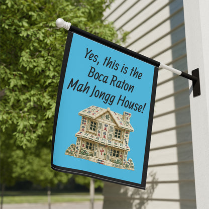Mah Jongg :"Yes, This Is the Boca Raton Mah Jongg House!" Blue Mah Jongg Flag