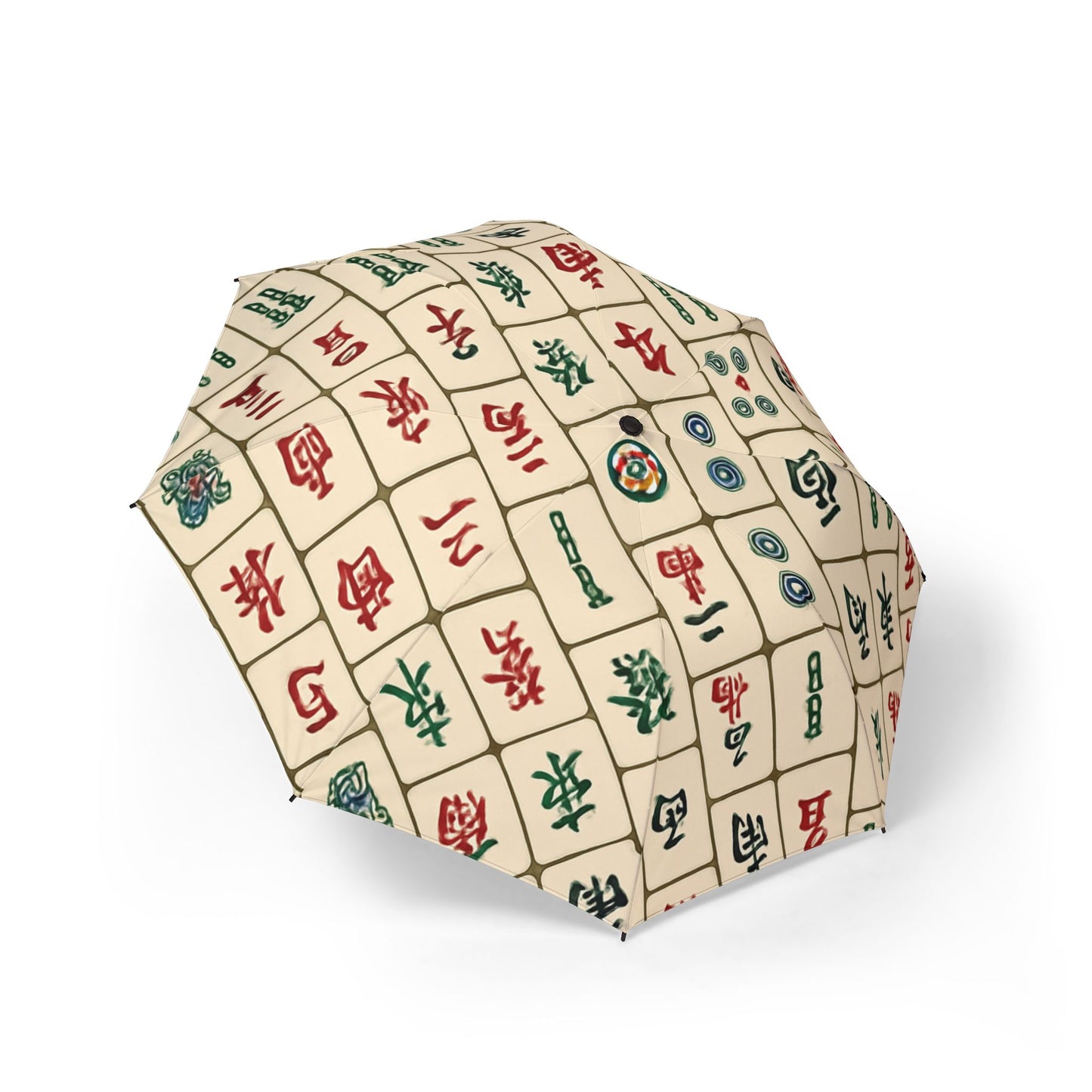 Mahjong Tile Pattern Umbrella: Semi-Automatic Foldable Rain Umbrella