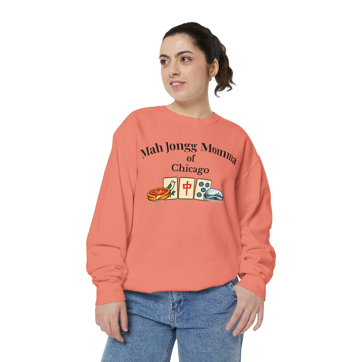 Mah Jongg Momma of Chicago Crewneck Sweatshirt - Mahjong Tournament Sweatshirt