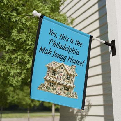 Mah Jongg :"Yes, This Is the Philadelphia Mah Jongg House!" Blue Mah Jongg Flag