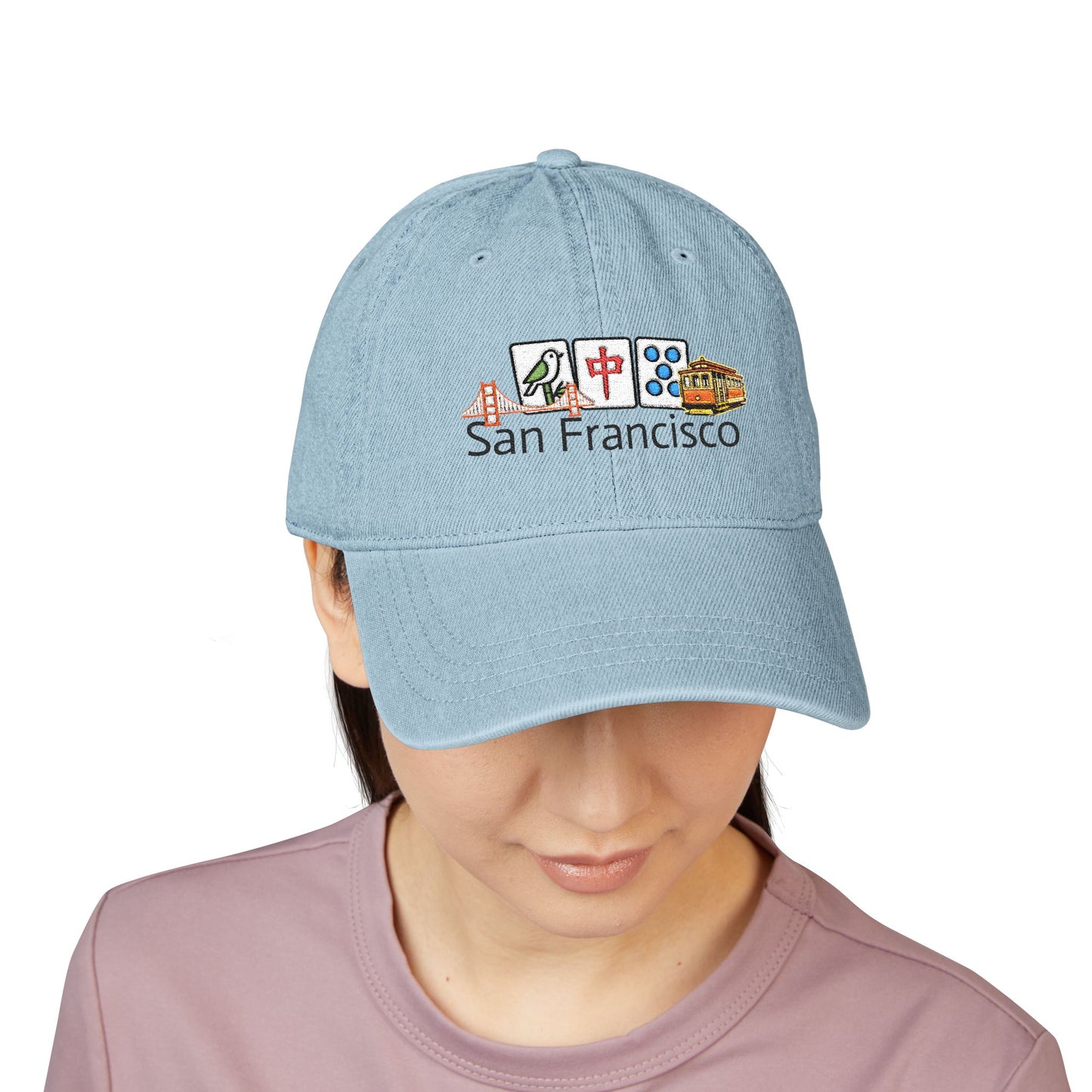 Mah Jongg San Francisco Embroidered  Jean Hat - For MahJong Players