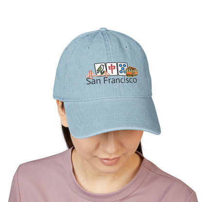 Mah Jongg San Francisco Embroidered  Jean Hat - For MahJong Players