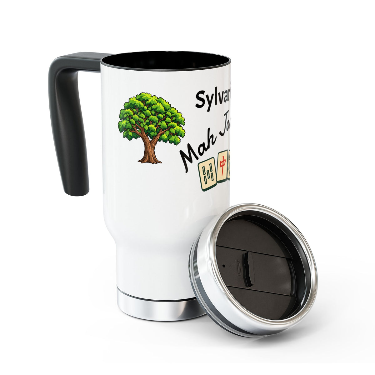 Sylvania Mah Jongg travel mug | 14oz stainless steel travel mug with handle