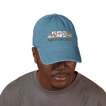 Mah Jongg San Francisco Embroidered  Jean Hat - For MahJong Players