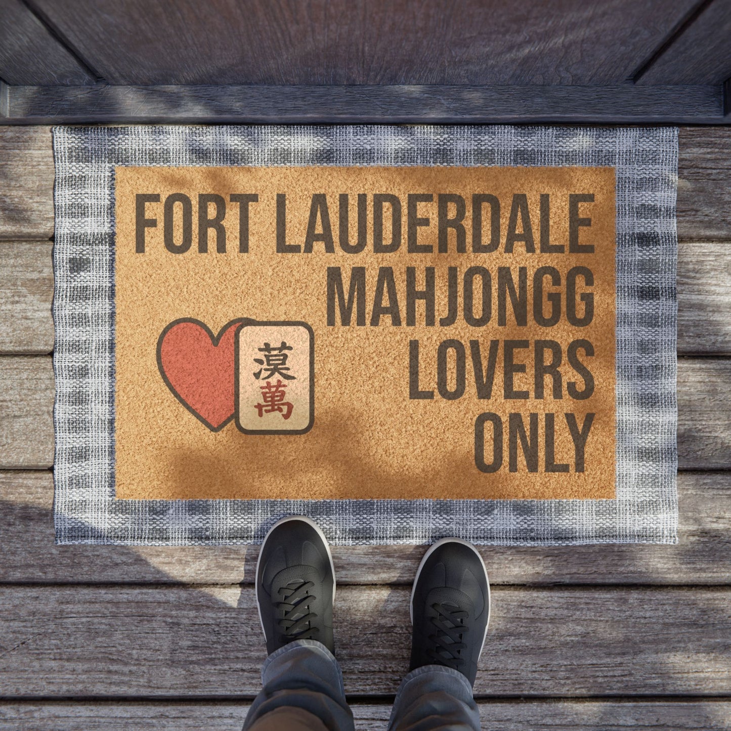 Fort Lauderdale Mahjongg Lovers Only Doormat | Customized City, State or Hometown Option - Perfect for Mah Jongg Game Night