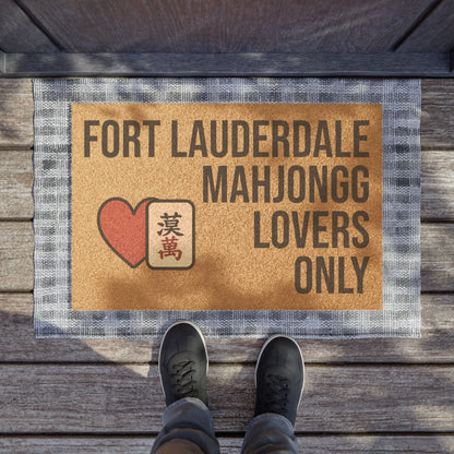 Fort Lauderdale Mahjongg Lovers Only Doormat | Customized City, State or Hometown Option - Perfect for Mah Jongg Game Night