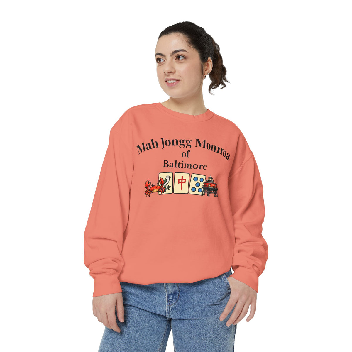 Mah Jongg Momma of Baltimore Crewneck Sweatshirt - Mahjong Tournament Sweatshirt
