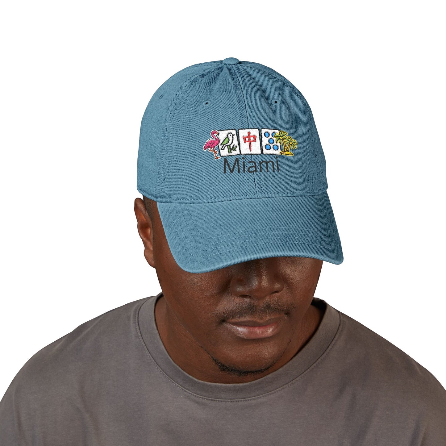 Mah Jongg Miami Embroidered  Jean Hat - For MahJong Players