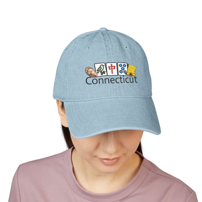 Mah Jongg Connecticut Embroidered  Jean Hat - For MahJong Players