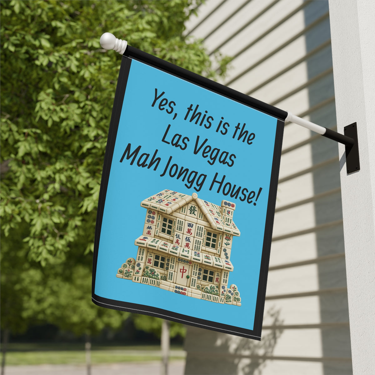 Mah Jongg :"Yes, This Is the Las Vegas Mah Jongg House!" Blue Mah Jongg Flag
