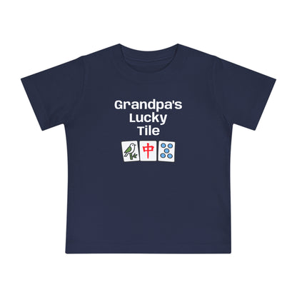 Grandpa's Lucky Tile Baby T-Shirt - Cute Mahjong Infant Tee