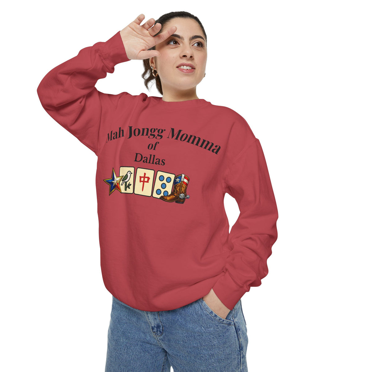 Mah Jongg Momma of Dallas Crewneck Sweatshirt - Mahjong Tournament Sweatshirt