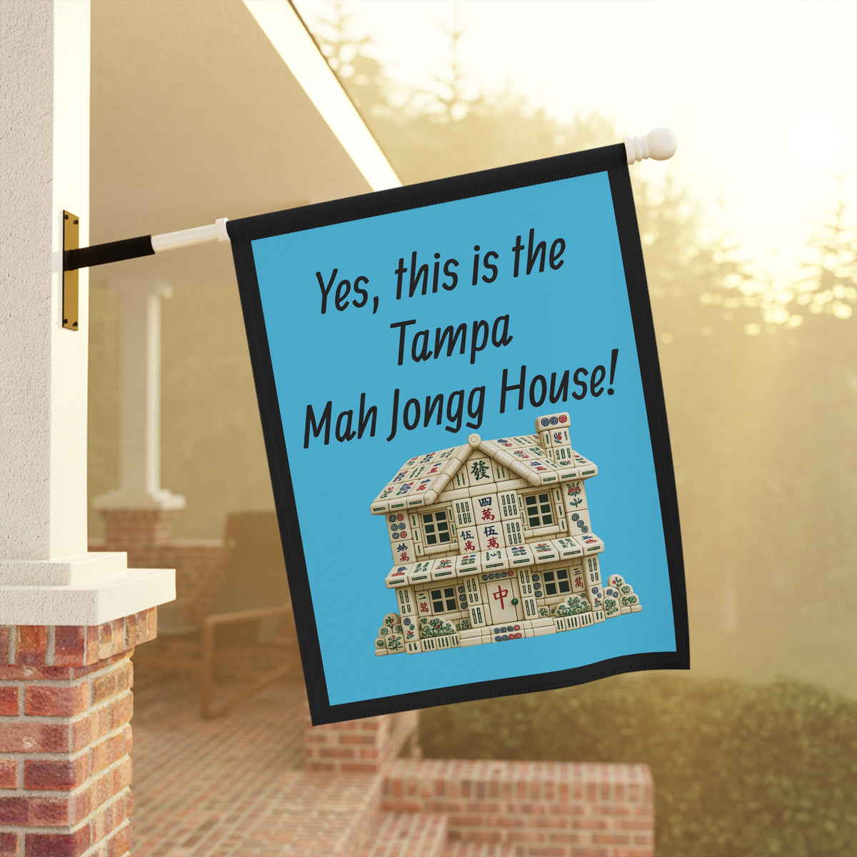 Mah Jongg :"Yes, This Is the Tampa Mah Jongg House!" Blue Mah Jongg Flag