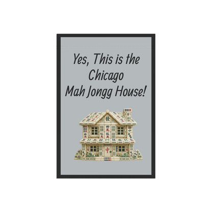 Mah Jongg Flag: "Yes, This Is the Chicago Mah Jongg House!"-  Gray Outdoor Flag