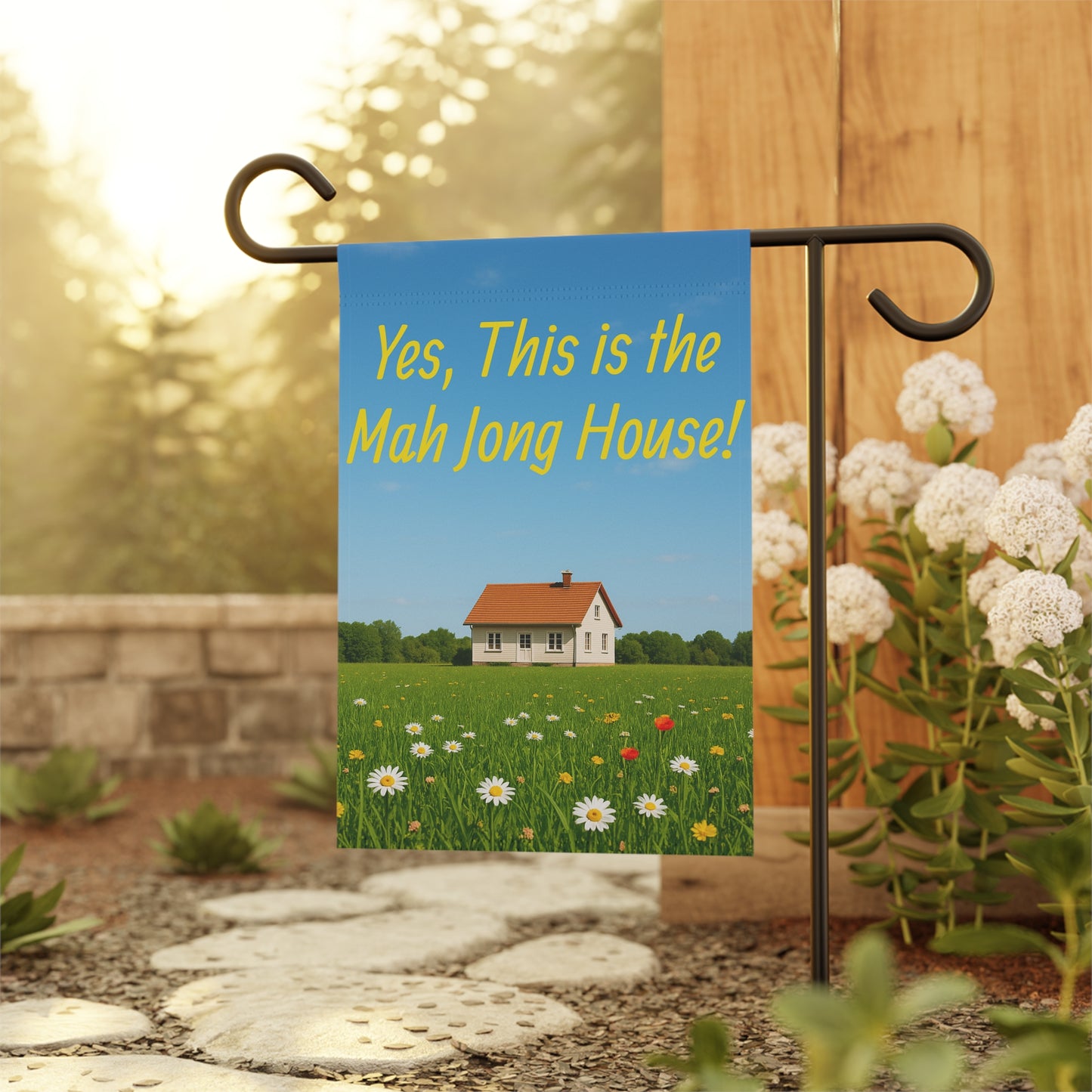 Mah Jongg House - "Yes, this is the Mah Jongg House" Garden & House Banner