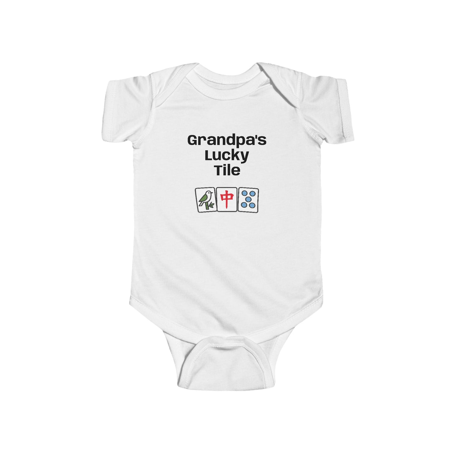 Grandpa's Lucky Tile Bodysuit | Mahjongg baby onesie - For family gathering, game night or perfect gift.