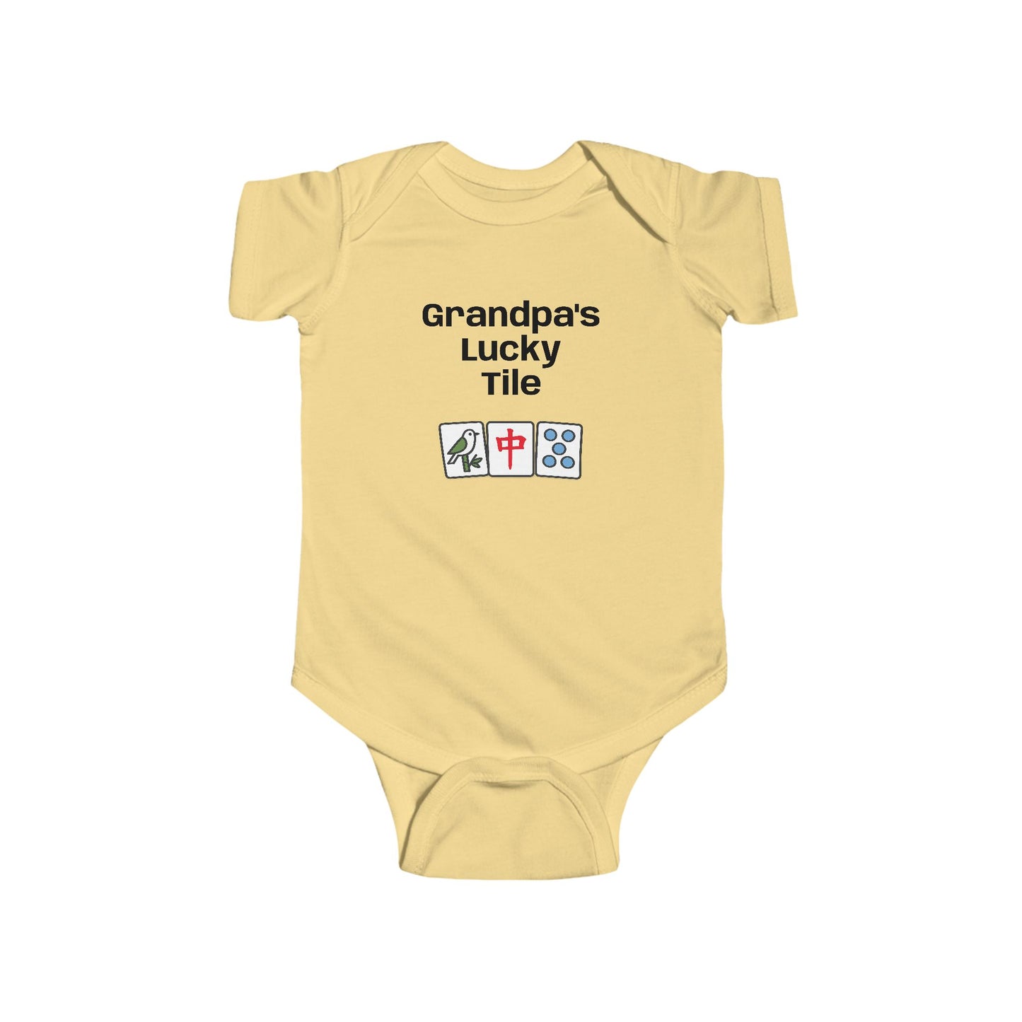 Grandpa's Lucky Tile Bodysuit | Mahjongg baby onesie - For family gathering, game night or perfect gift.