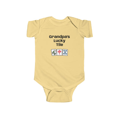 Grandpa's Lucky Tile Bodysuit | Mahjongg baby onesie - For family gathering, game night or perfect gift.