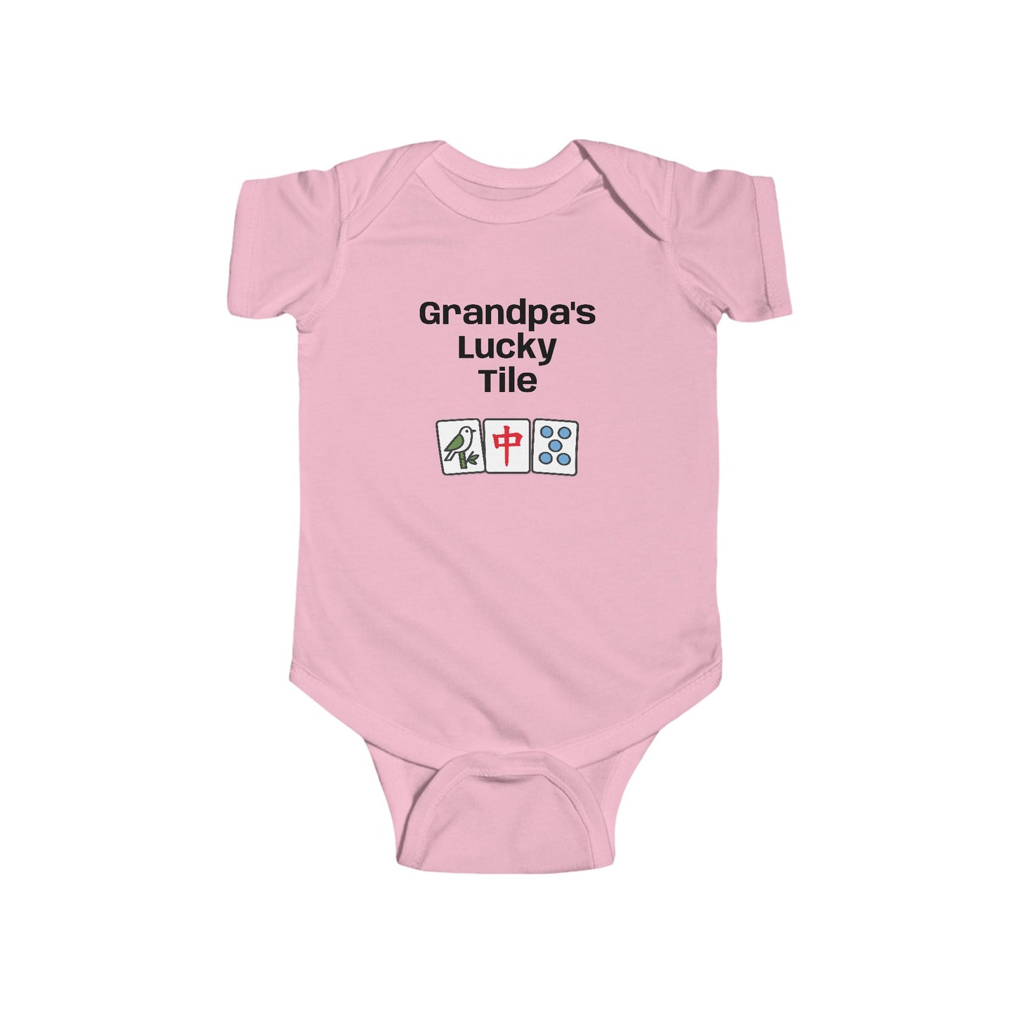 Grandpa's Lucky Tile Bodysuit | Mahjongg baby onesie - For family gathering, game night or perfect gift.