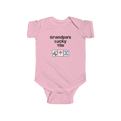 Grandpa's Lucky Tile Bodysuit | Mahjongg baby onesie - For family gathering, game night or perfect gift.