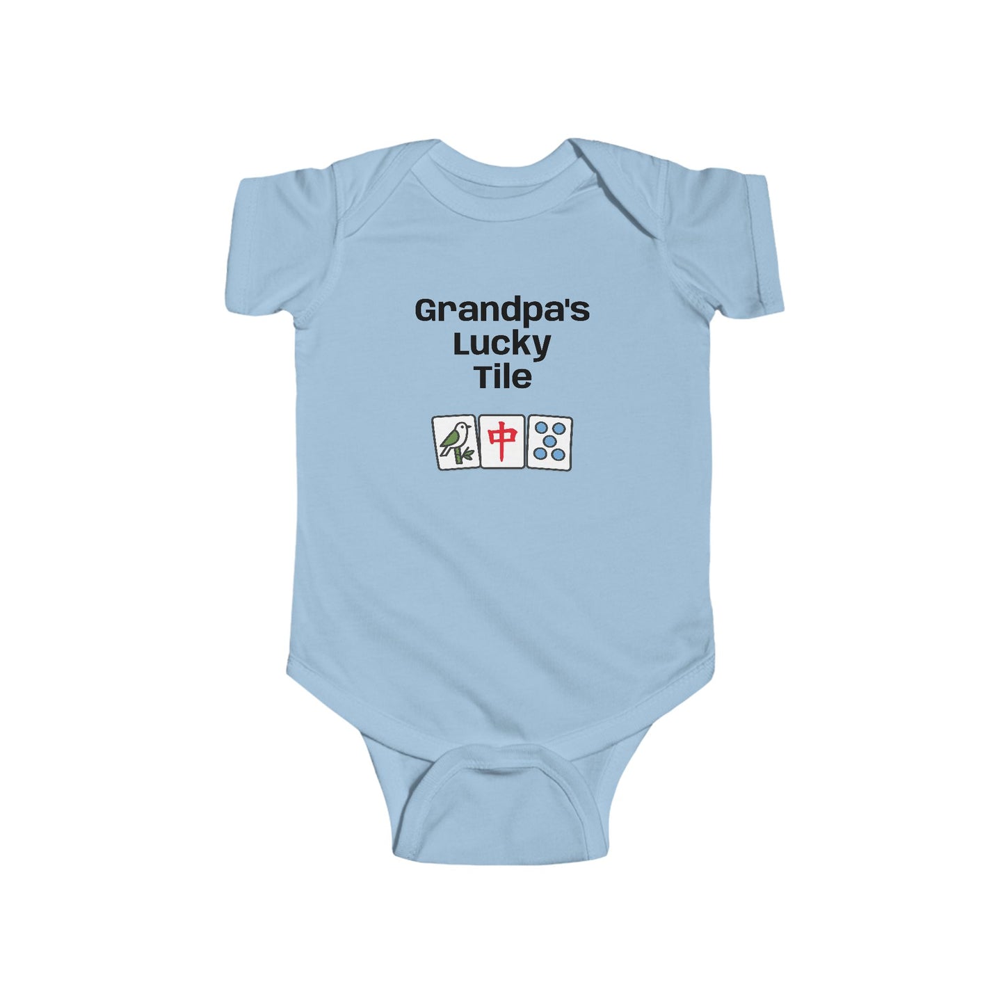 Grandpa's Lucky Tile Bodysuit | Mahjongg baby onesie - For family gathering, game night or perfect gift.