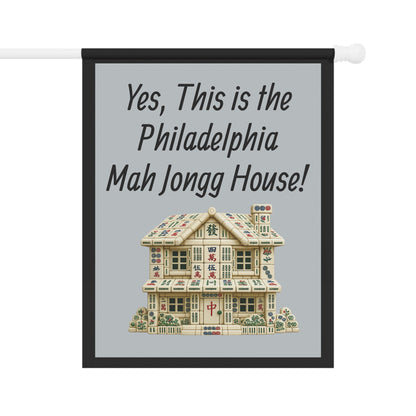 Mah Jongg Flag: "Yes, This Is the Connecticut Mah Jongg House!"-  Gray Outdoor Flag