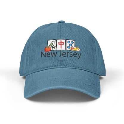 Mah Jongg New Jersey Embroidered  Jean Hat - For MahJong Players